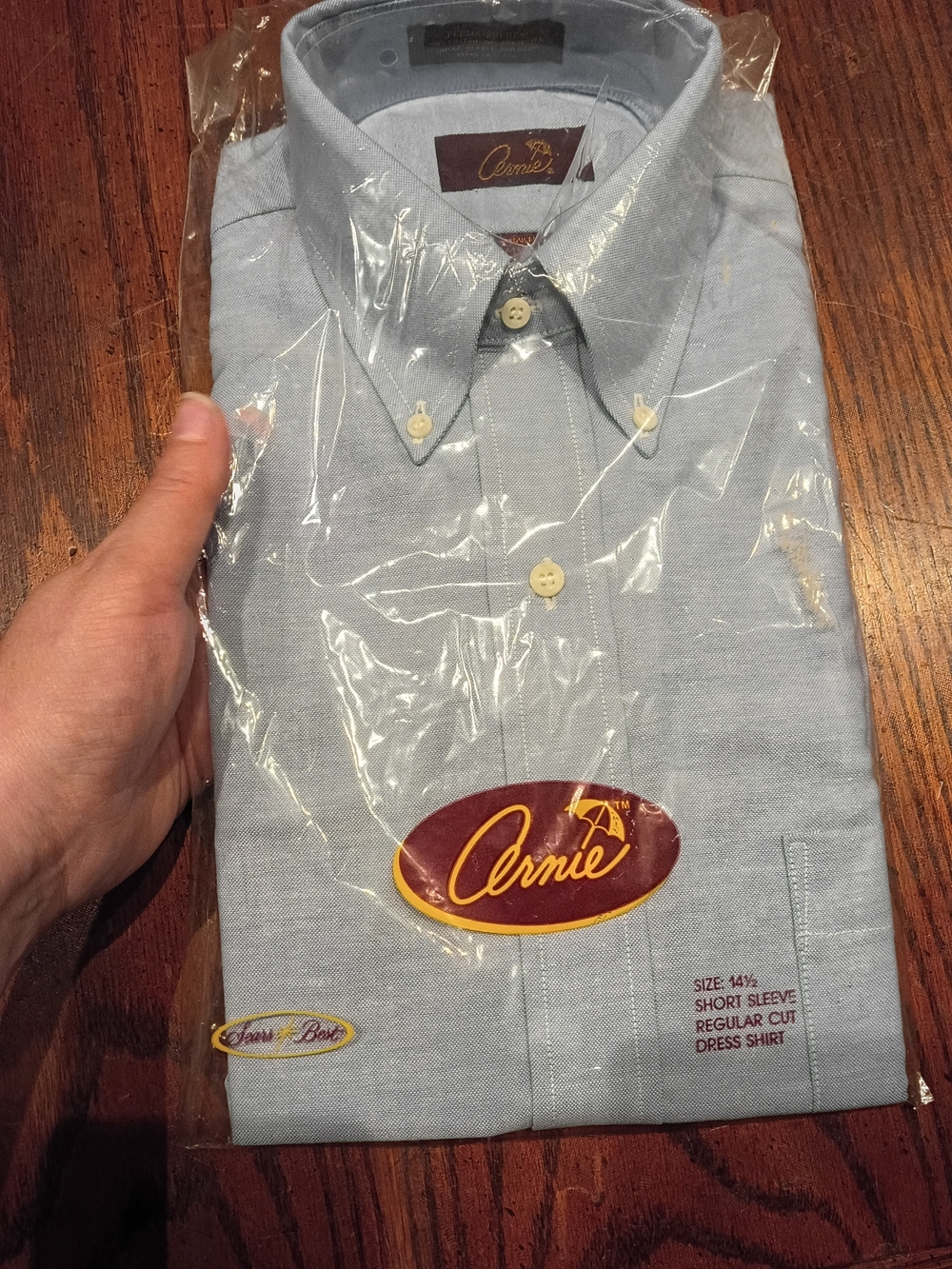 Vintage Cernie Light Blue Button-Down Short Sleeve Dress Shirt